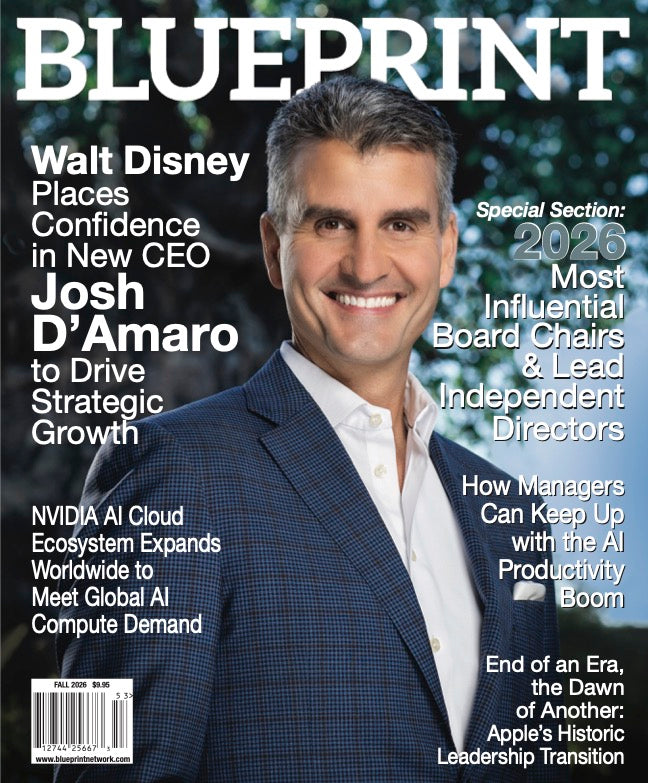 Blueprint Magazine Fall 2026 cover featuring Josh D'Amaro, CEO of The Walt Disney Company.